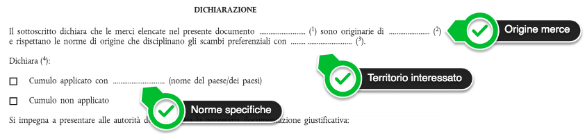 dichiarazione di origine preferenziale