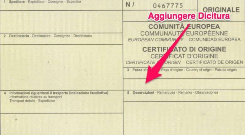 certificato di origine proforma