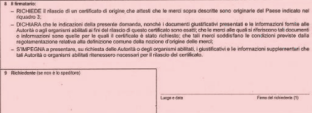 certificato di origine